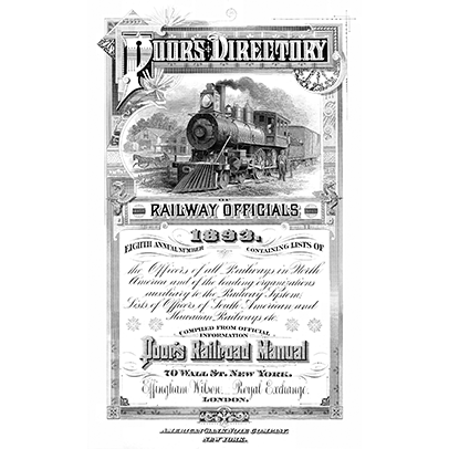 A print of Poor's Directory for Railway Officials