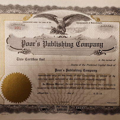 Poor's Publishing Company Certification